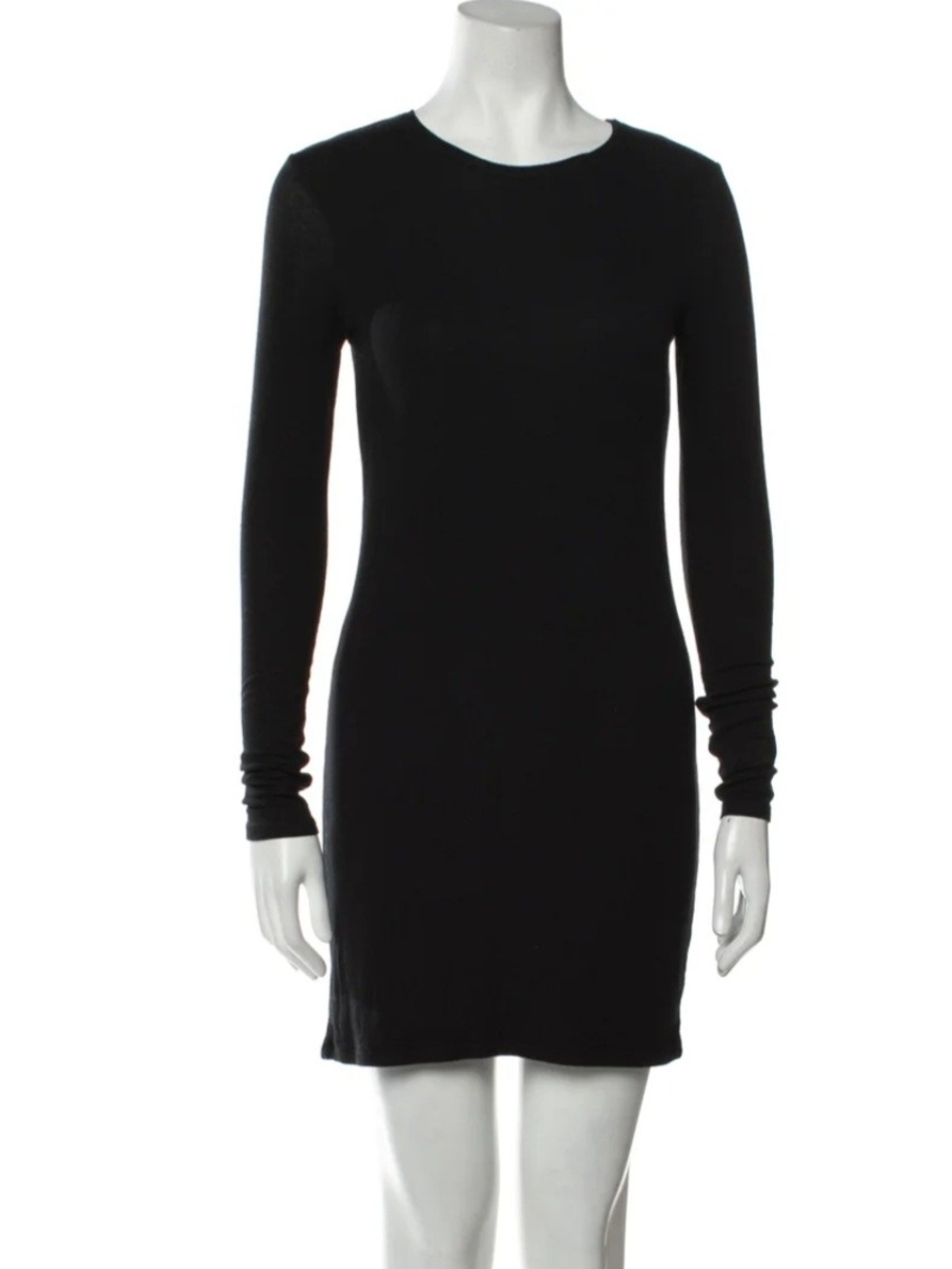 Black Long-Sleeve Crewneck Bodycon Dress
